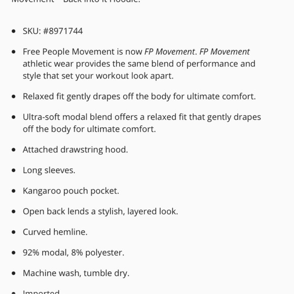 NWT Free People Movement Back Into It Hoodie - Picture 6 of 6